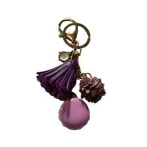Purple Macaron & Clock Bag Charm Key Ring